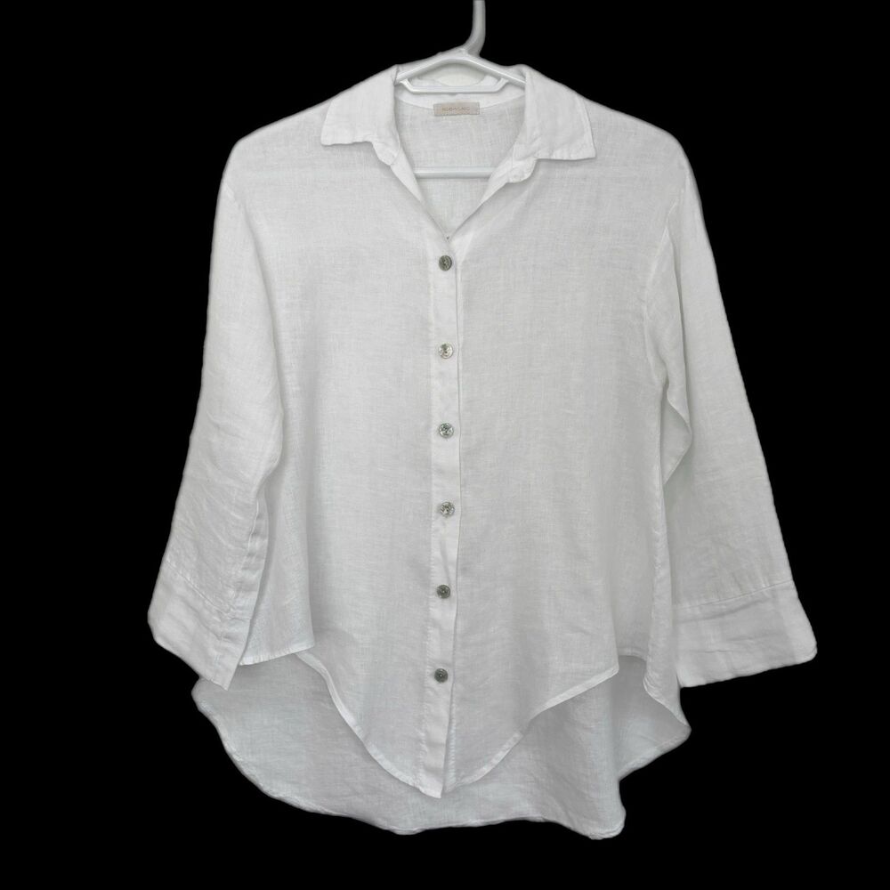 Milio Milano Lagenlook Euro Summer Linen Button Up Small Coastal Capsule